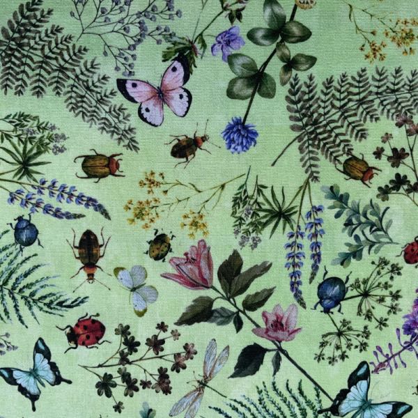 Wild Flowers Outdoor Dralon Fabric in Green